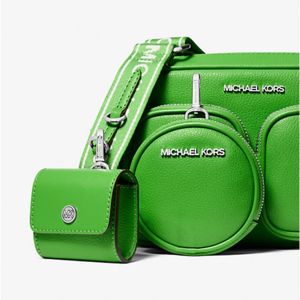 Michael Kors Jet Set Leather Medium Crossbody Bag with Case for Apple Airpods Pr - Picture 5 of 16
